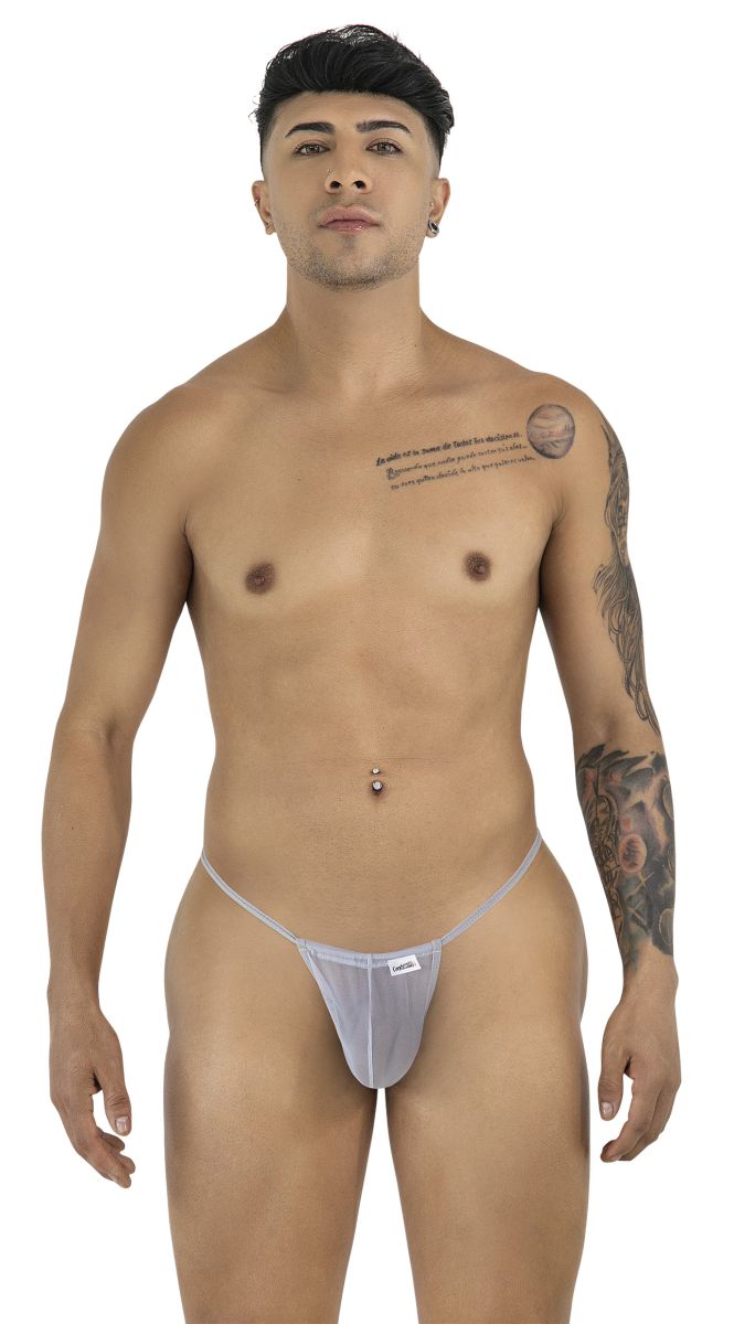 CandyMan 9586 Mens Sexy G-string Thong Gray Mesh