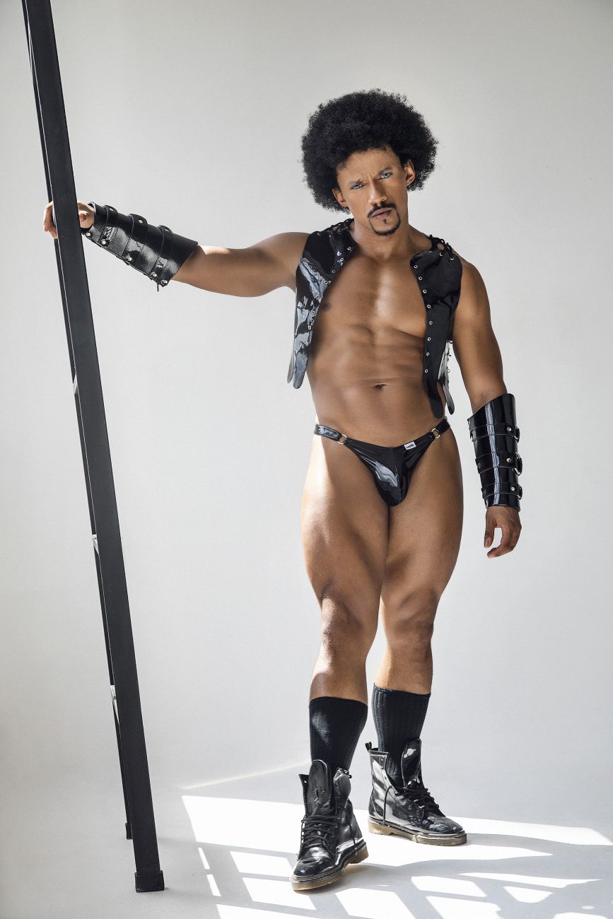 CandyMan 99819 Dom Thongs with Rings Gloss Black