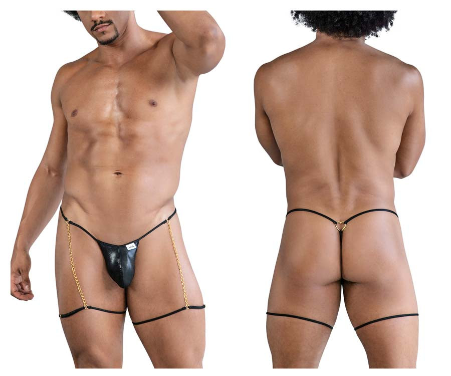 CandyMan 99827 Chain-Garter Thongs Black