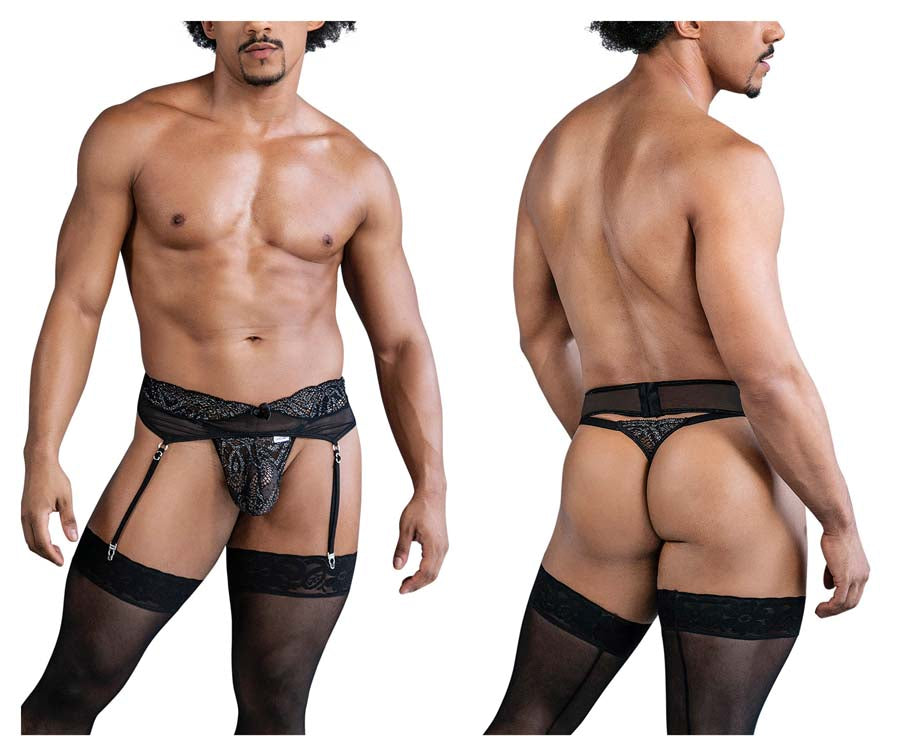 CandyMan 99837 Mens Lace-Garter Outfit Black