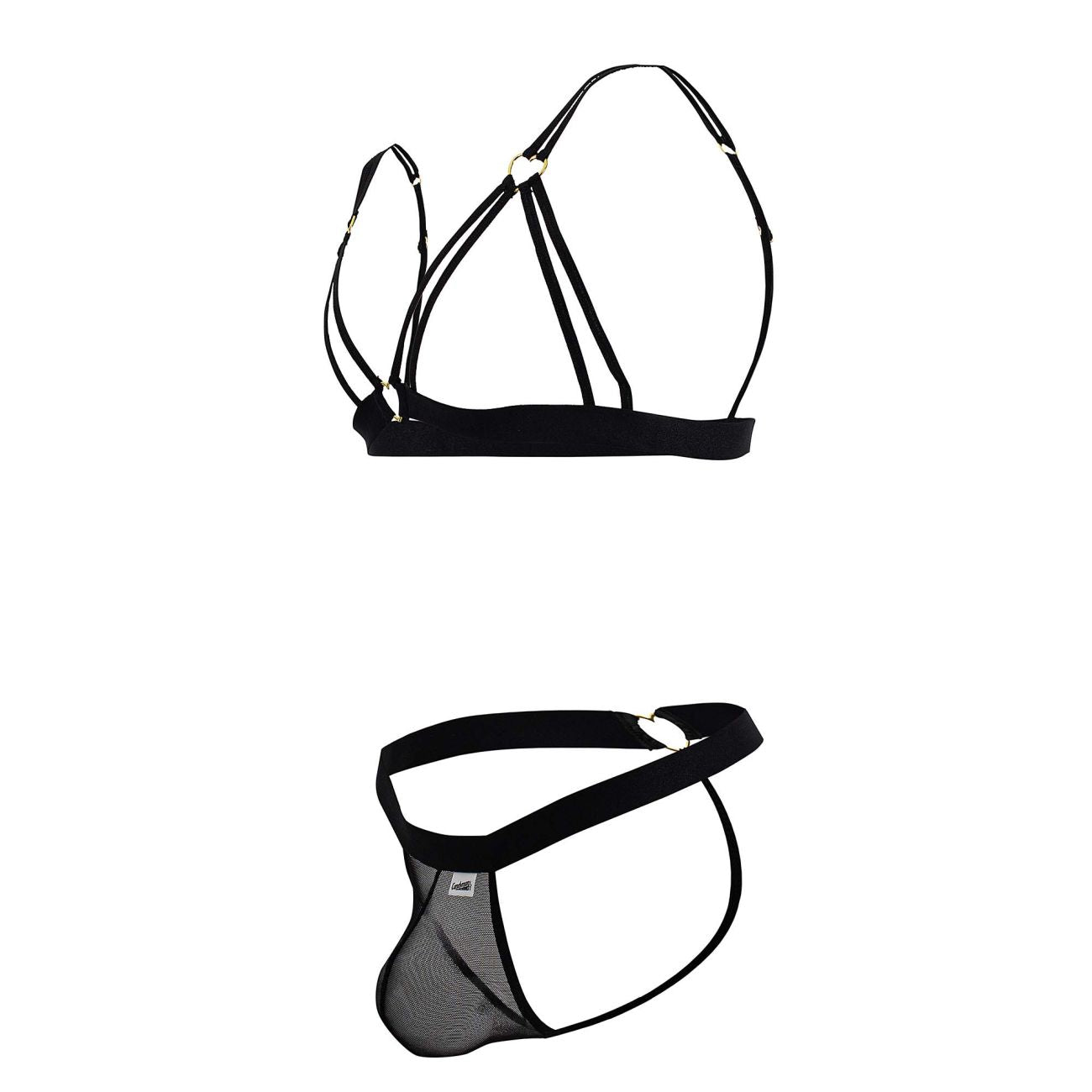 CandyMan 99838 Two Piece Outfit Mens Bra Set Black