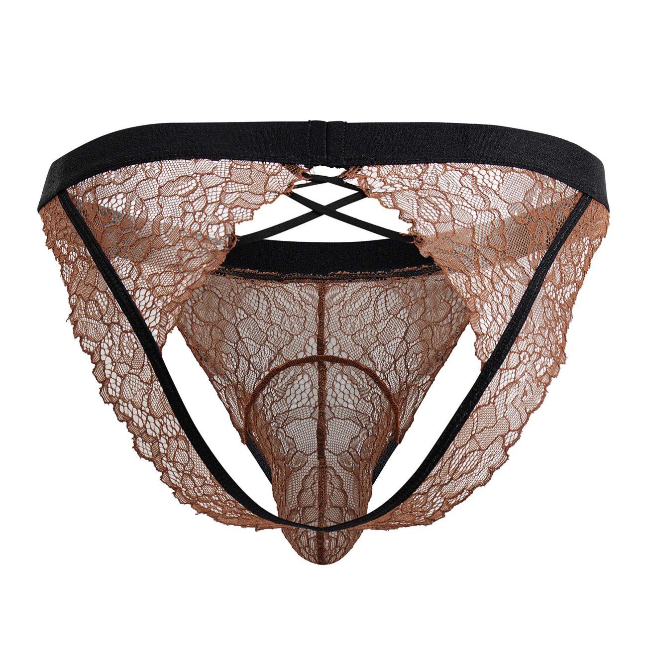 CandyMan 99853 Lace Jockstrap Mens Lingerie Black-Terracotta