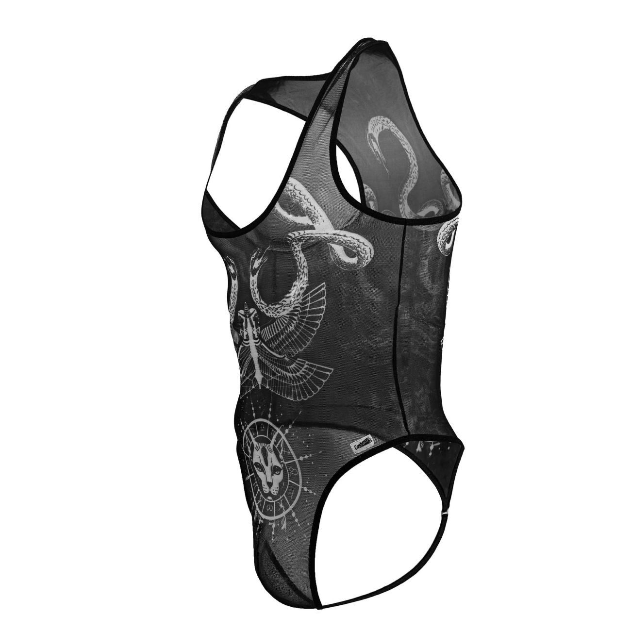 CandyMan 99869 Egyptian Mens Bodysuit Black-White