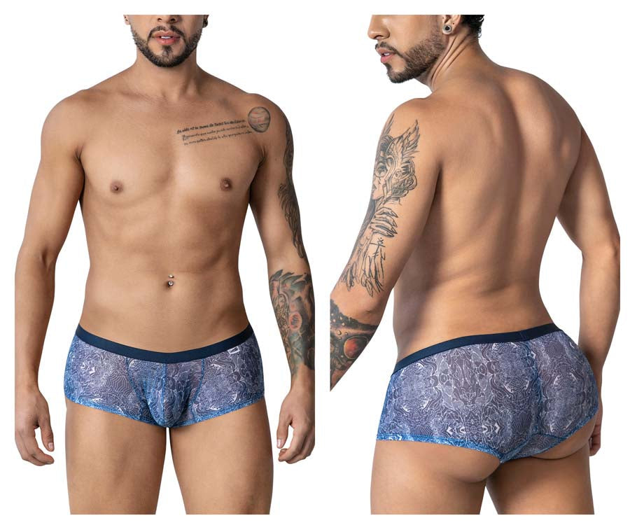 CandyMan 99873 Mens Water Print Breathable Mesh Trunks Blue-White