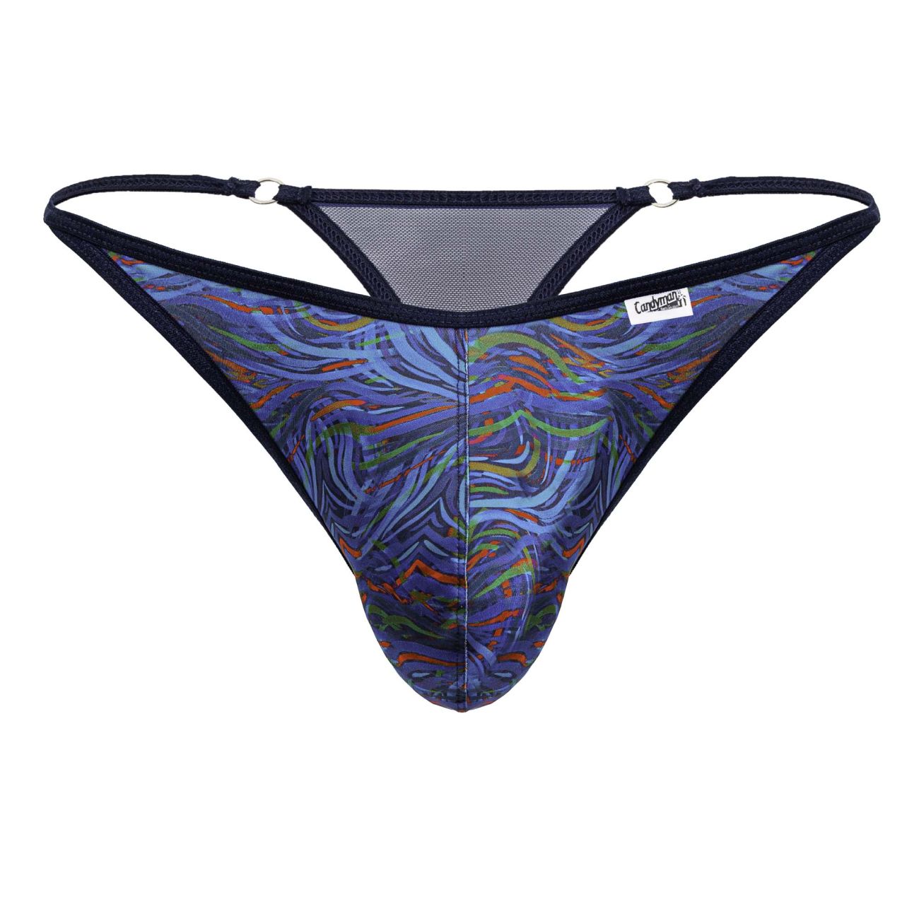 CandyMan 99875 Mens Seawater Breathable Mesh Thongs Plus Sizes Multicolor Print