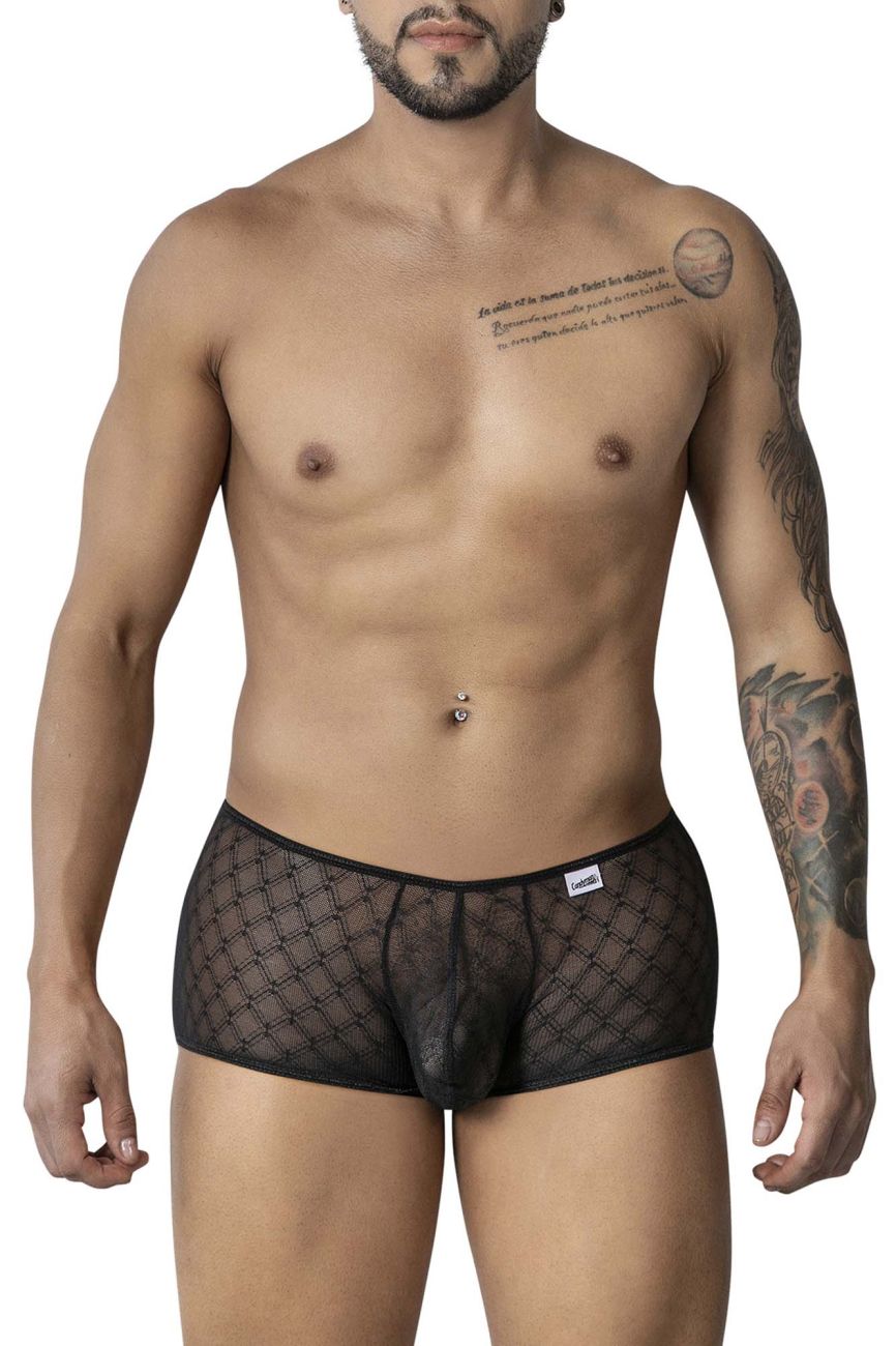 CandyMan 99896 Mens Geometric Mesh Trunks Black