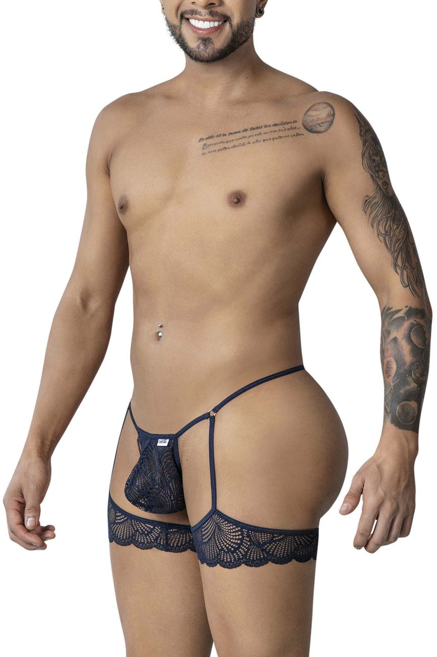 CandyMan 99906 Mens Sexy Garter Lace Thongs Navy
