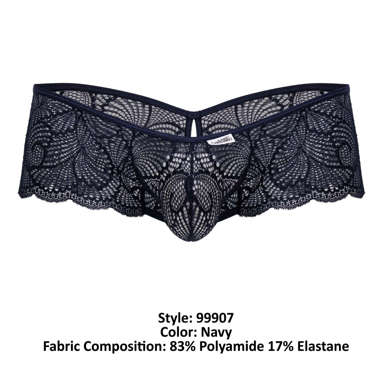 CandyMan 99907 Mens Sexy Lace Open Back Trunks Navy