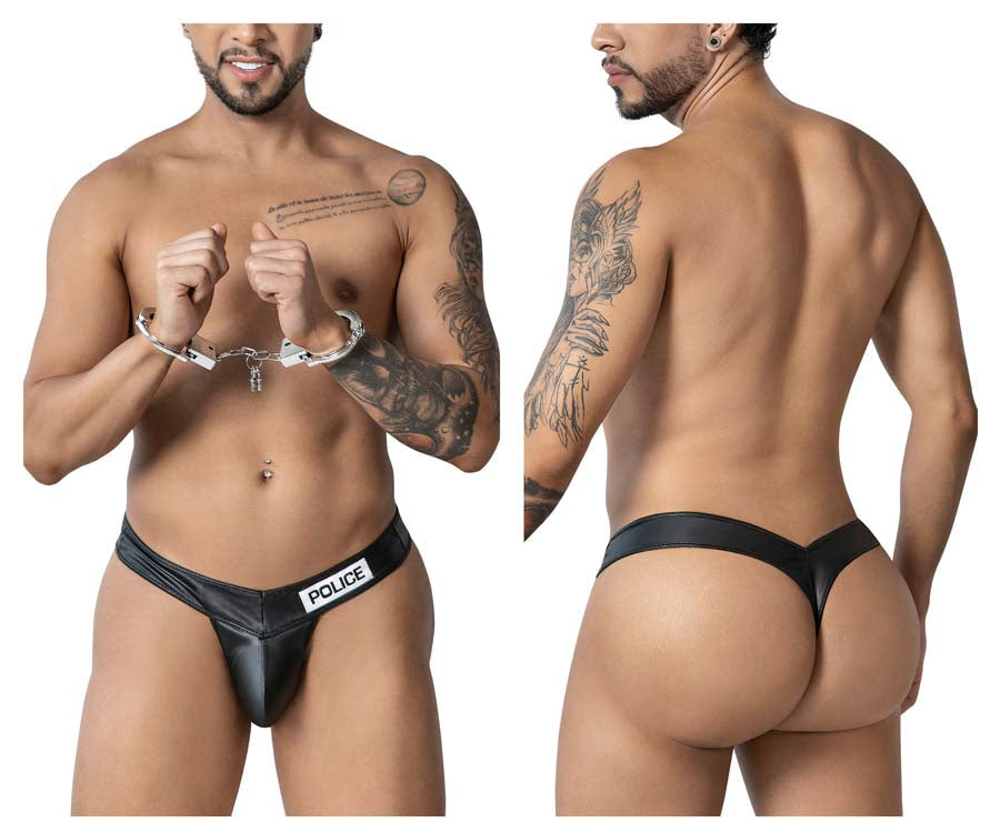 CandyMan 99912 Male Costume Police Thong Black