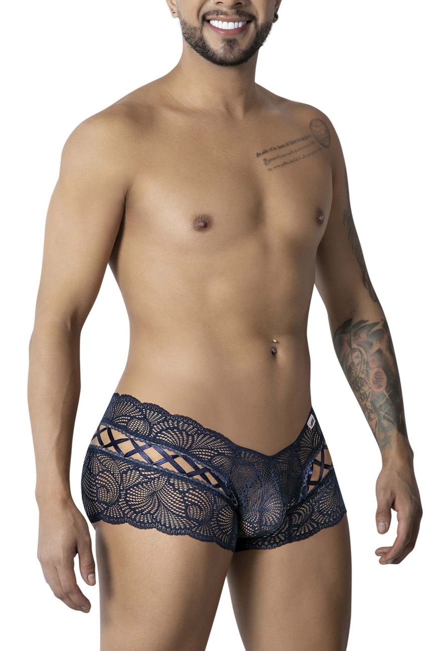 CandyMan 99916 Mens Sexy Lace Boxer Brief Trunks Navy