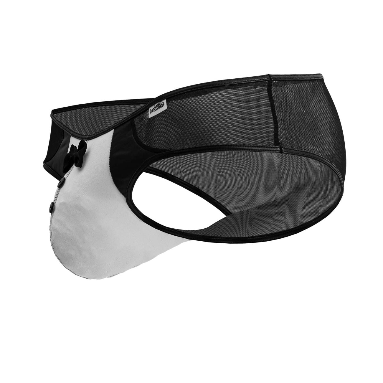 CandyMan 99919 Male Tuxedo Briefs with Bow Black-White
