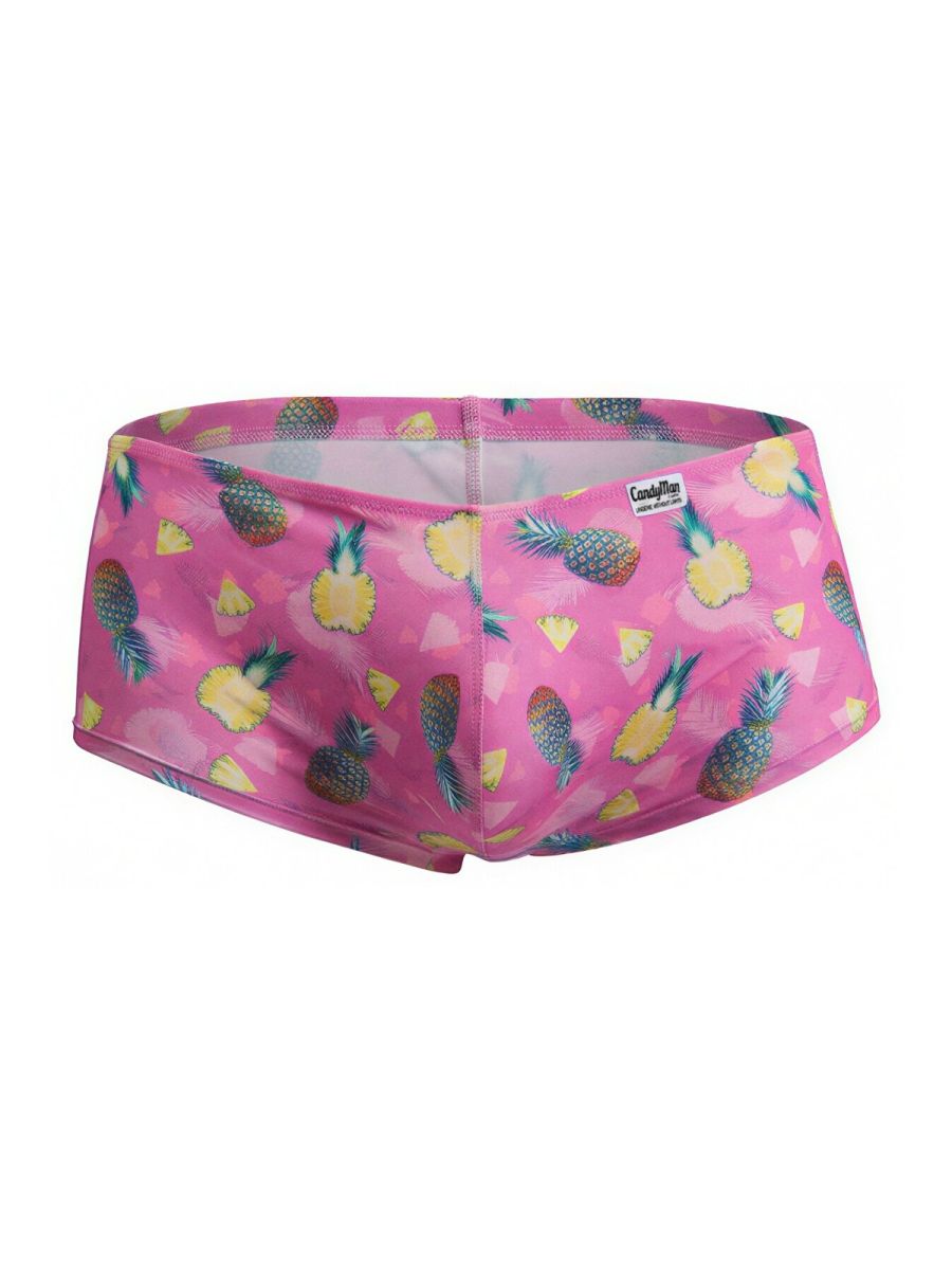 CandyMan 99922 Mens Holiday Low Rise Trunks Boxer Briefs Printed Pink