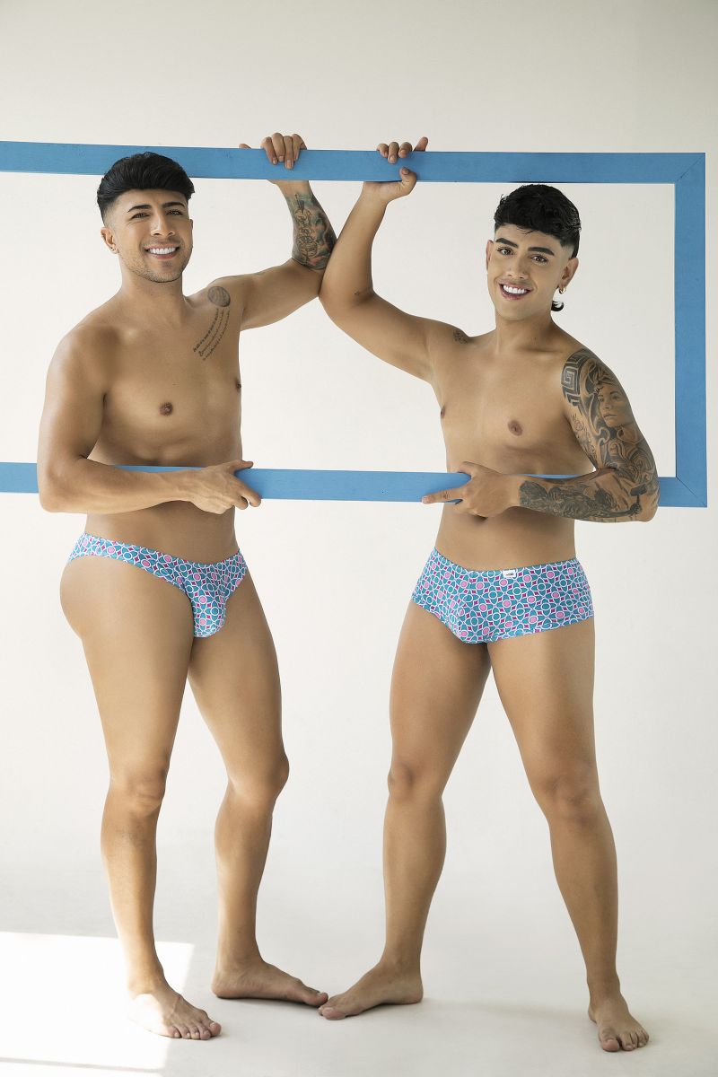 CandyMan 99923 Mens Vacation Energy Bikini Underwear Printed Blue