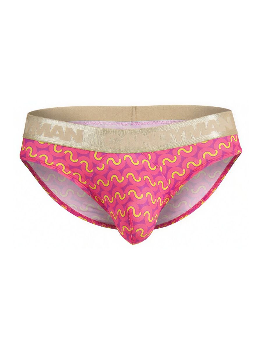 CandyMan 99926 Mens Metallic-look Waistband Briefs Printed Pink
