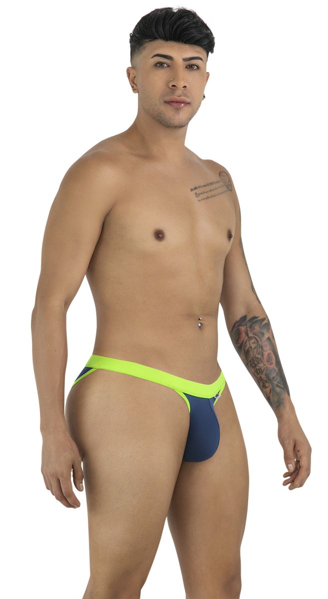 CandyMan 99941 Mens Daily Essentials Athletic Edge Bikini Navy & Neon Green