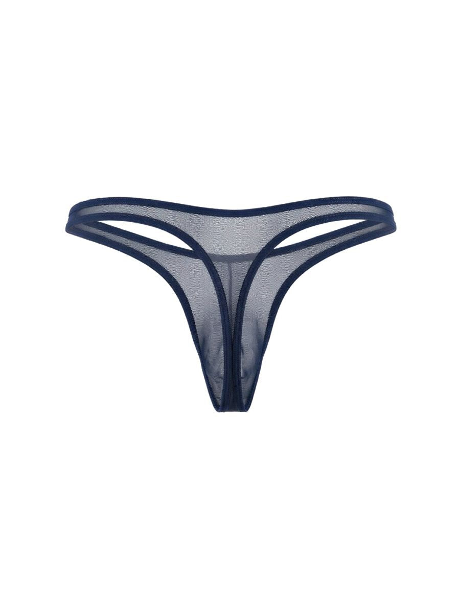 CandyMan 99954 Mens Minimal Barely There Thongs Navy Mesh Plus Sizes