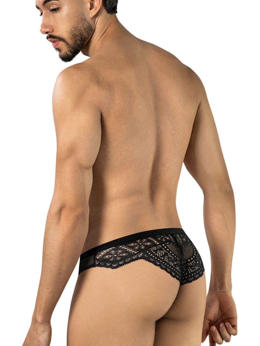 CandyMan 99971 Mens Captivating Sexy Mesh-Lace Thongs Black