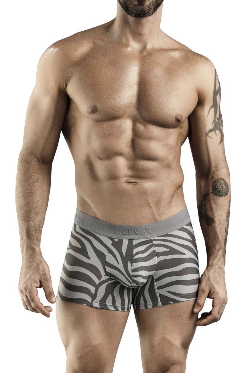 Clever 1800 Cebra Mens Zebra Animal Print Trunks Gray