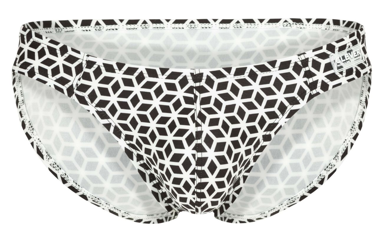 Clever 1857 Mens Cuadricula Second Skin Bikini Brief White Geometric