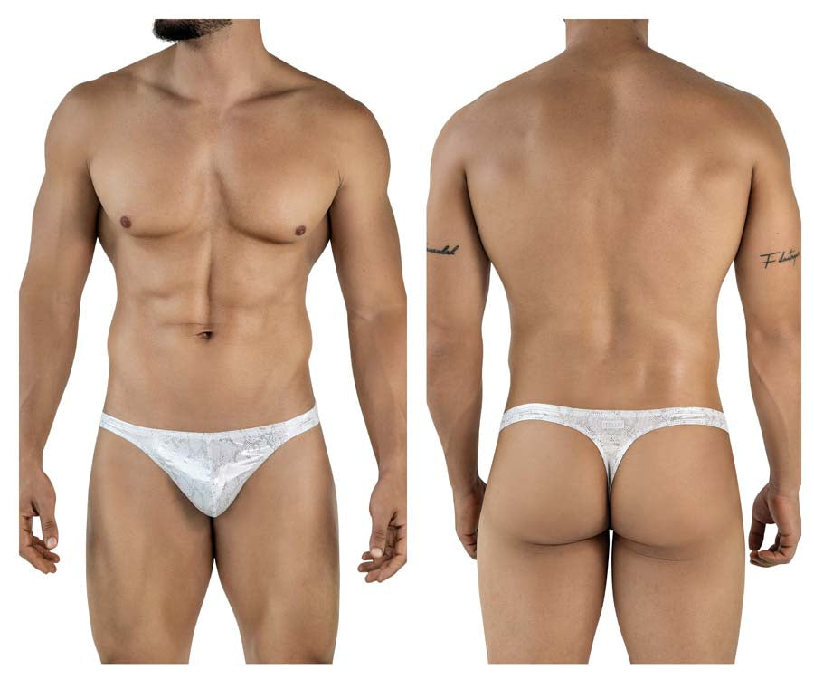 Clever 2063 Mens Diamond Sculpted Fit Thongs Silver