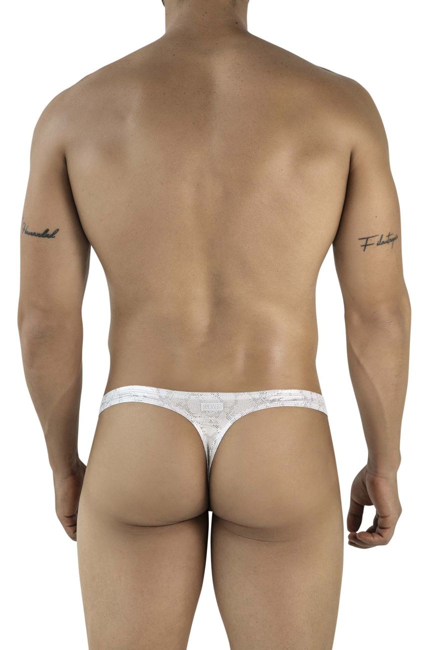 Clever 2063 Mens Diamond Sculpted Fit Thongs Silver
