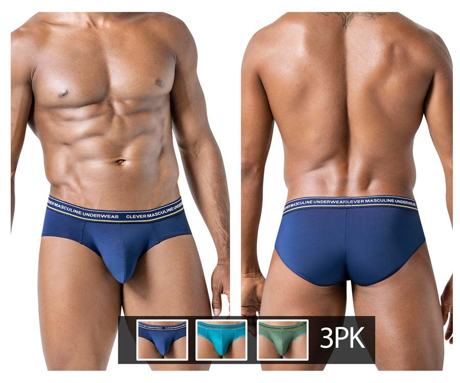 Clever 519969 3 Pack Mens Australian Latin Briefs Blue-Petrol-Green