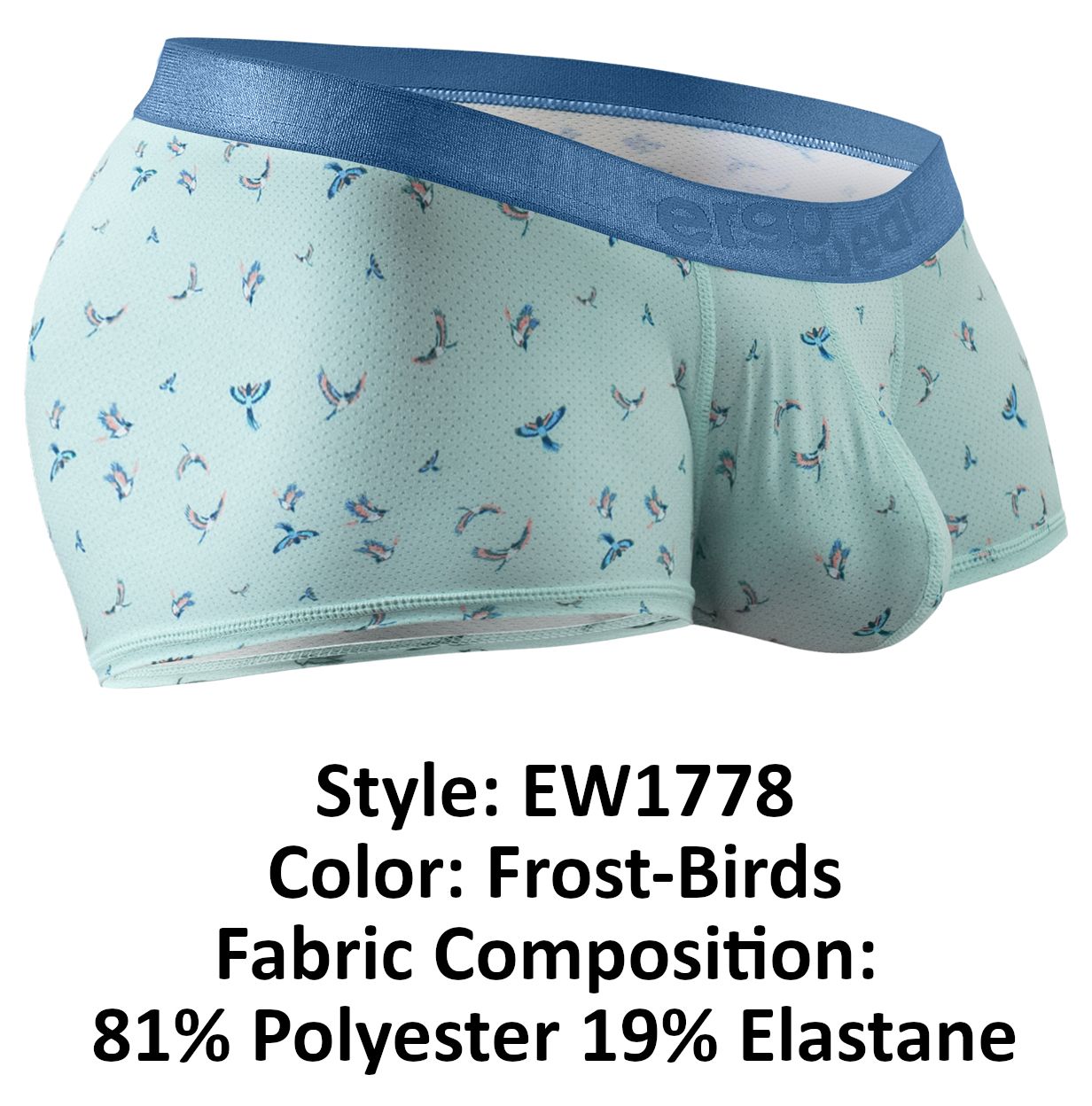 ErgoWear EW1778 SLK SE Male Comfortable Trunks Frost Birds