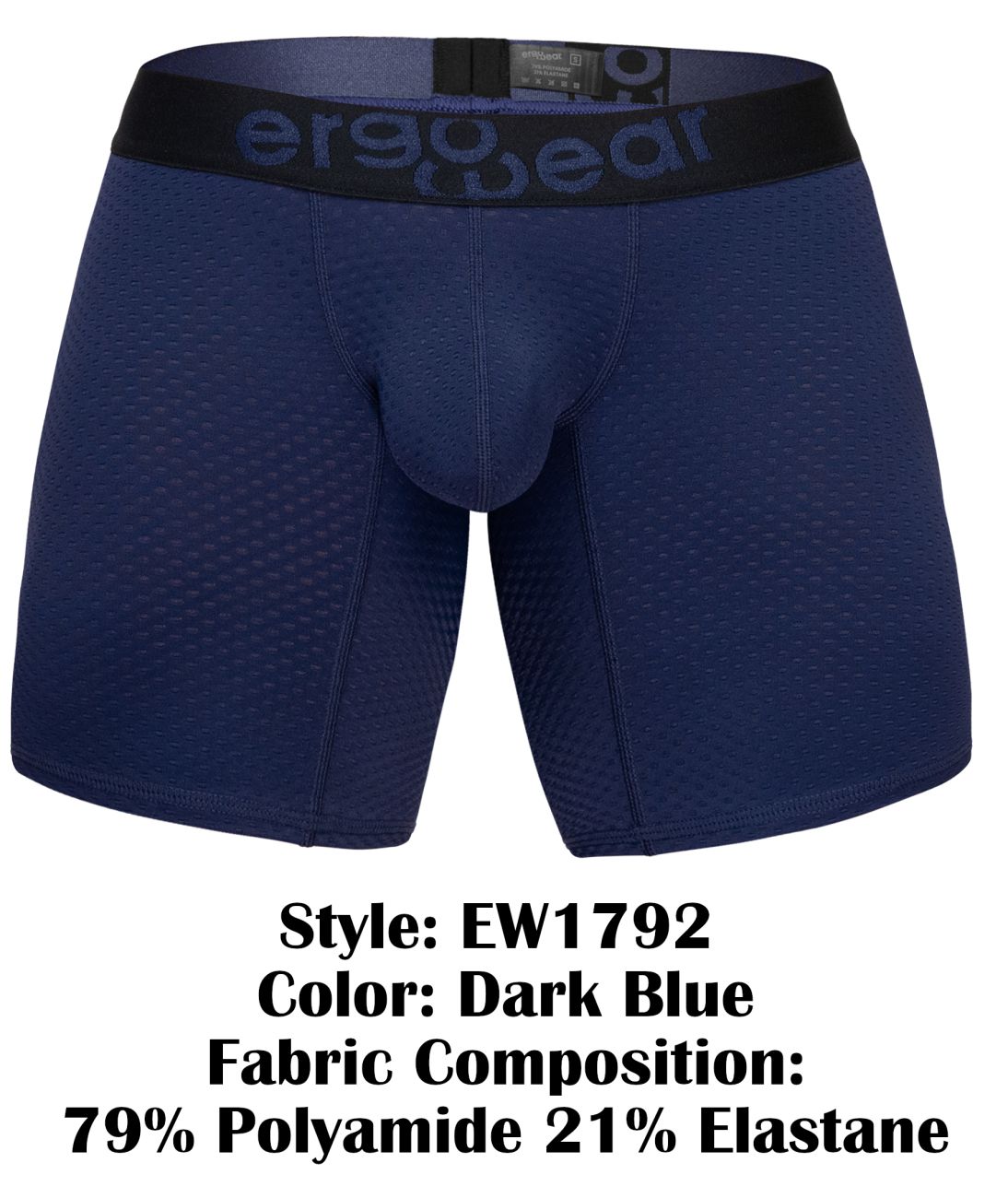 ErgoWear EW1792 MAX FLOW Mens Long Sleek Boxer Briefs Dark Blue