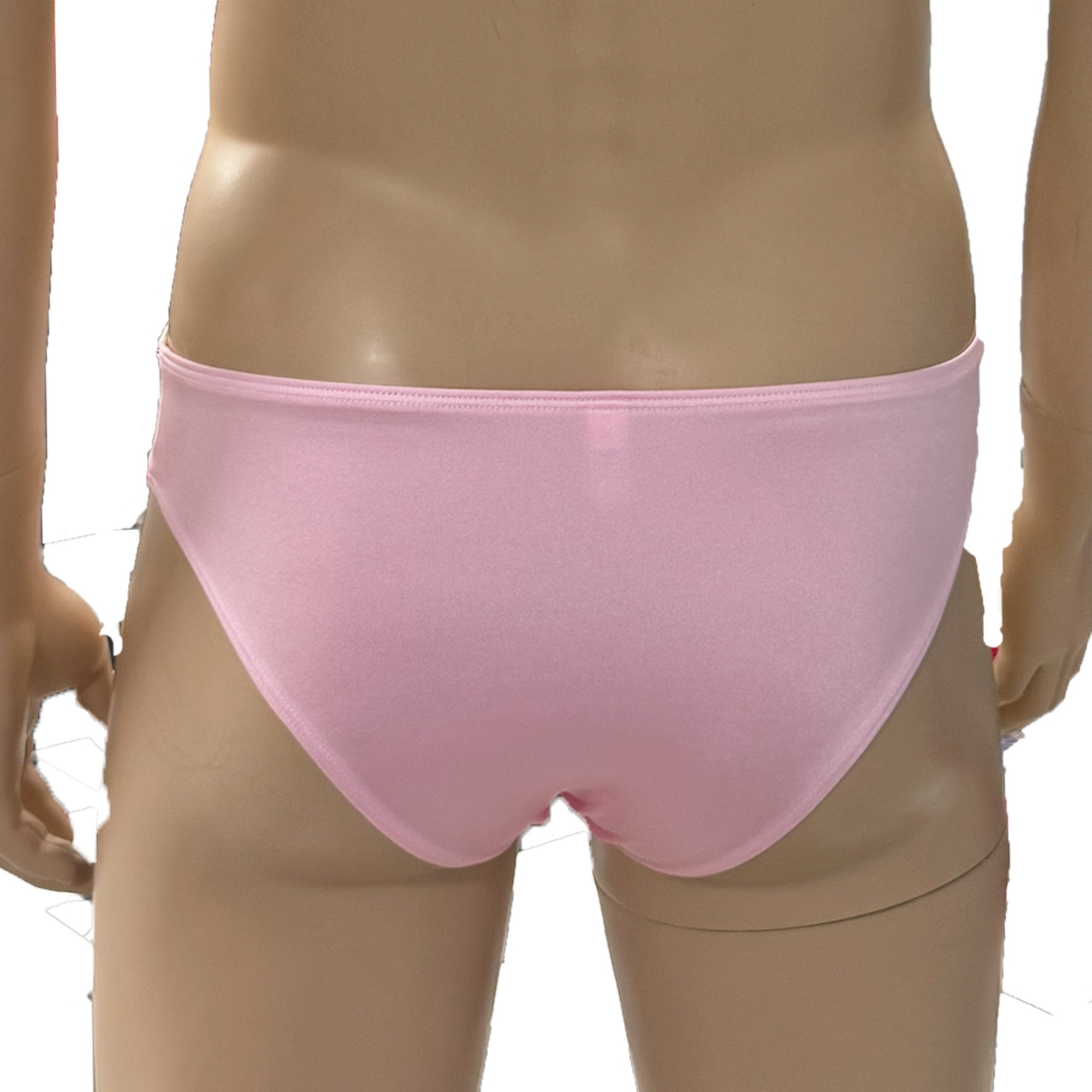 Mens Jackie & Lace Bra Top and Seamless Front Brief Light Pink & White Lace