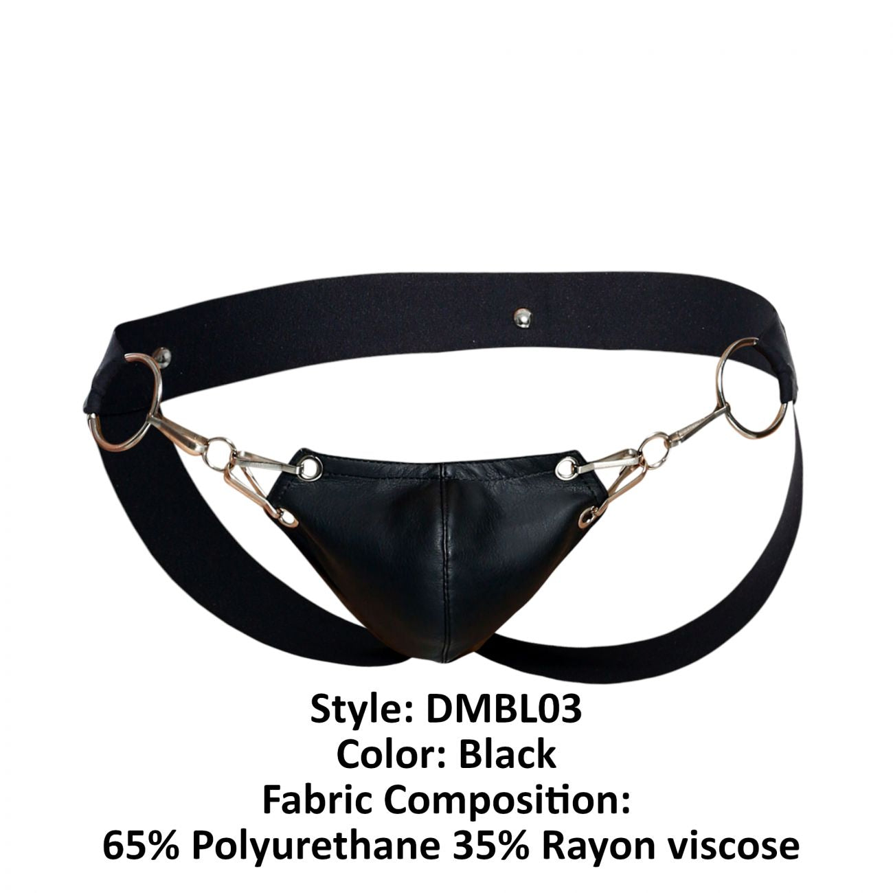 MaleBasics DMBL03 DNGEON Snap Vinyl Look Jockstrap Black