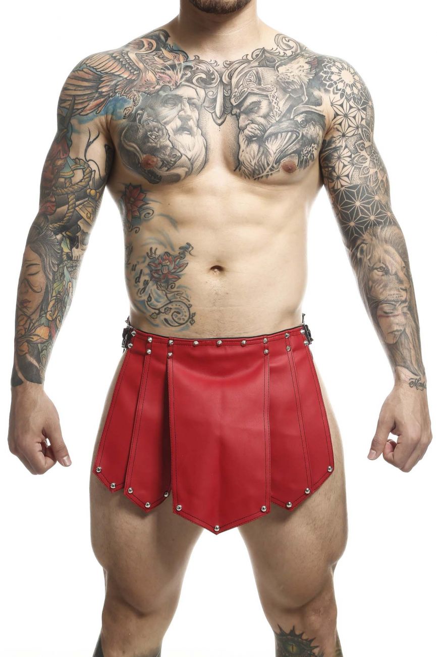 MaleBasics DMBL10 DNGEON Leather Look Roman Skirt Red