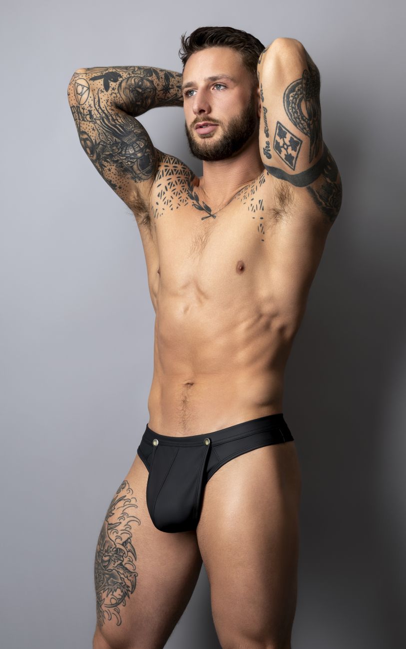 Male Power 410-298 Oh Snap Snap off front Male Thong Black