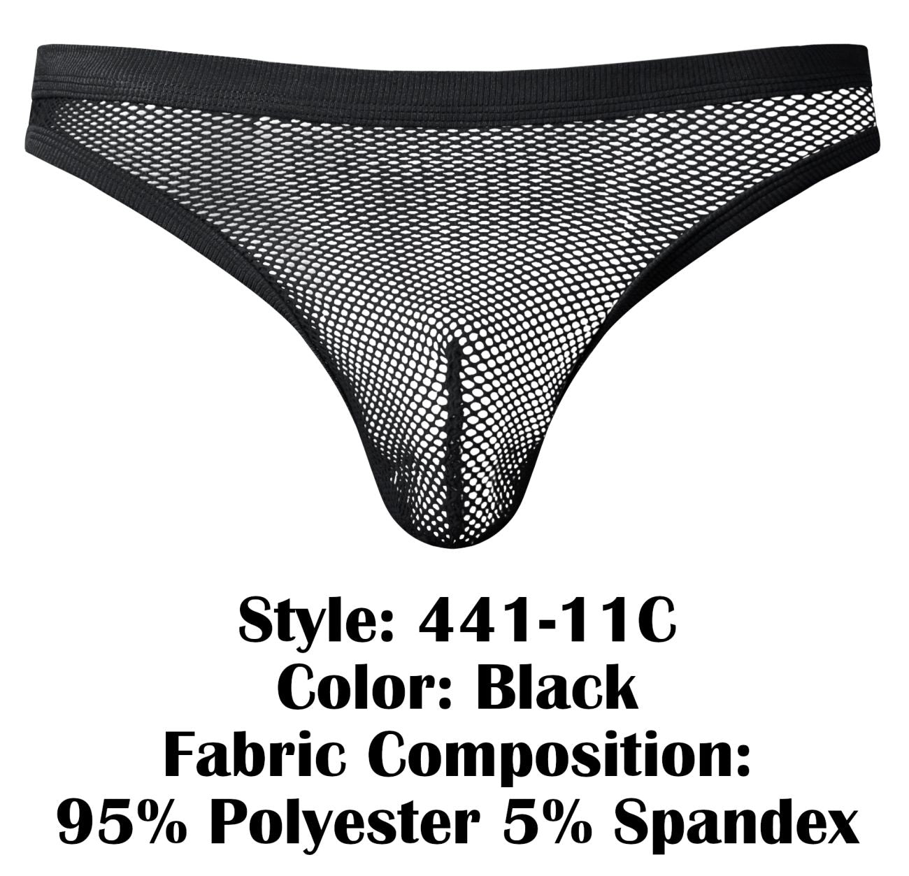 Male Power 441-11C Fishnet Mens See Through Bong Thong Black