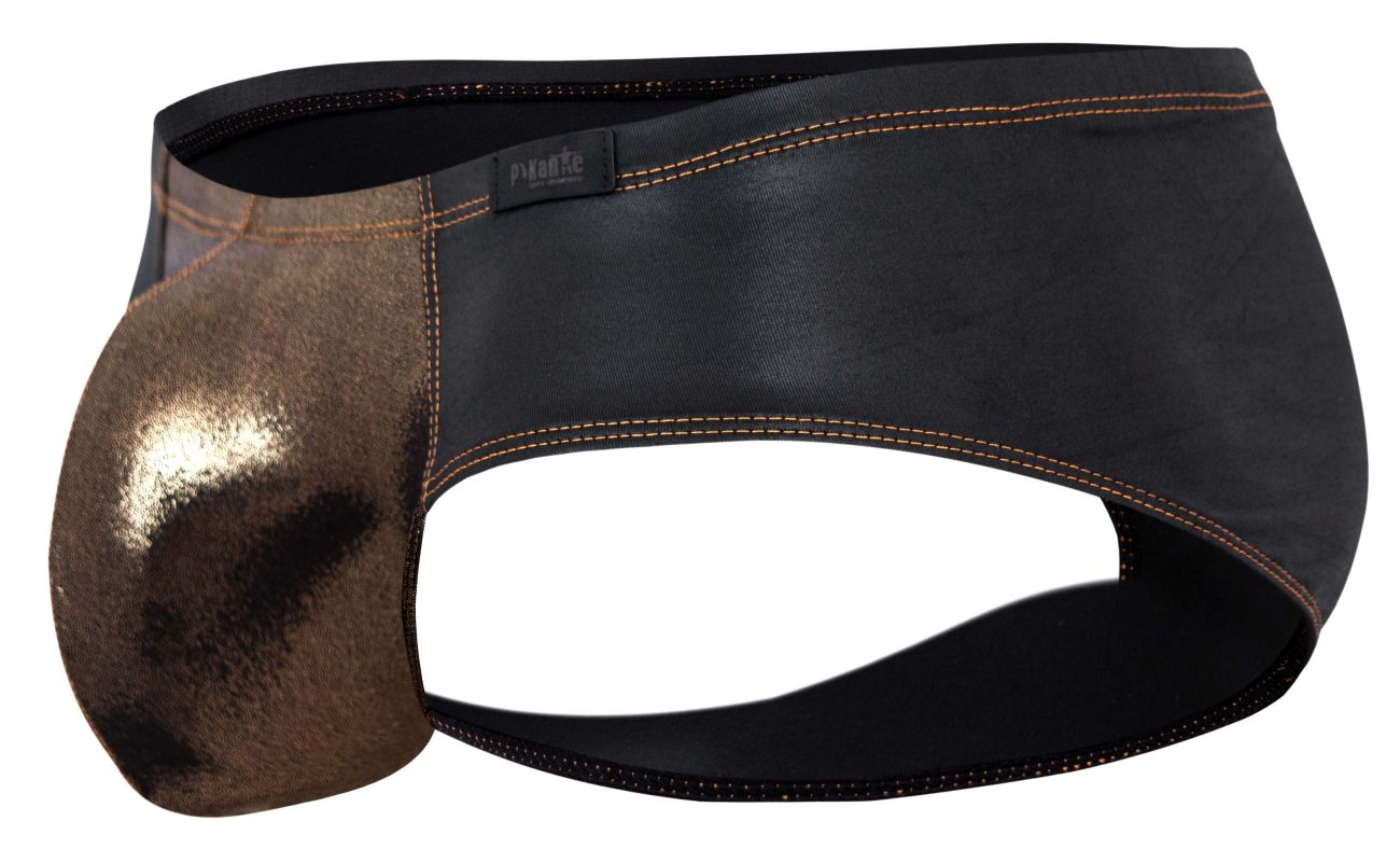 Pikante 2122 Glitters Mens Metallic Gold Front Briefs Black