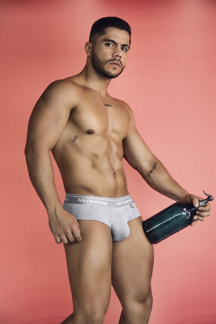 Xtremen 41315 Mens Cotton Blend Wide Side Briefs Jasper Gray