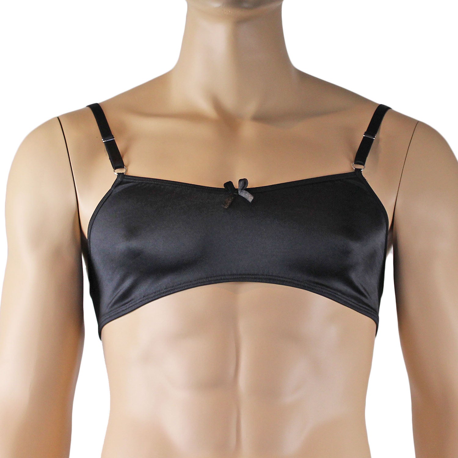 Mens Jenny Shiny Spandex Bra Top & G string Lingerie Black
