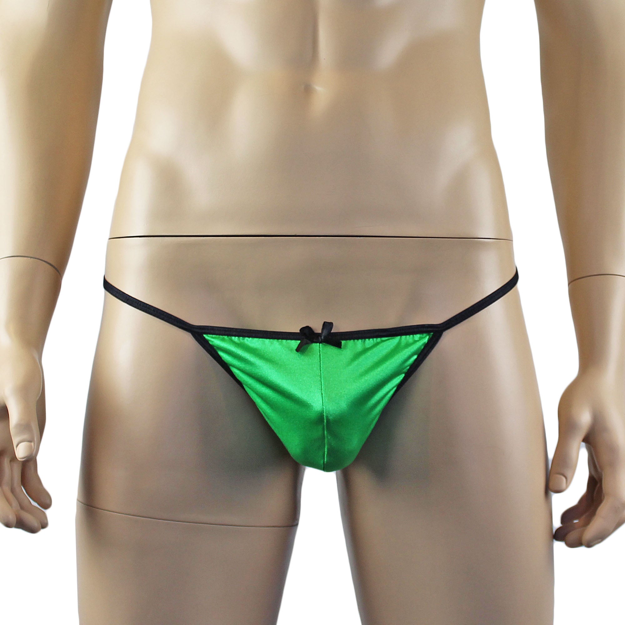 Mens Jenny Shiny Spandex Bra Top & G string Lingerie Neon Green