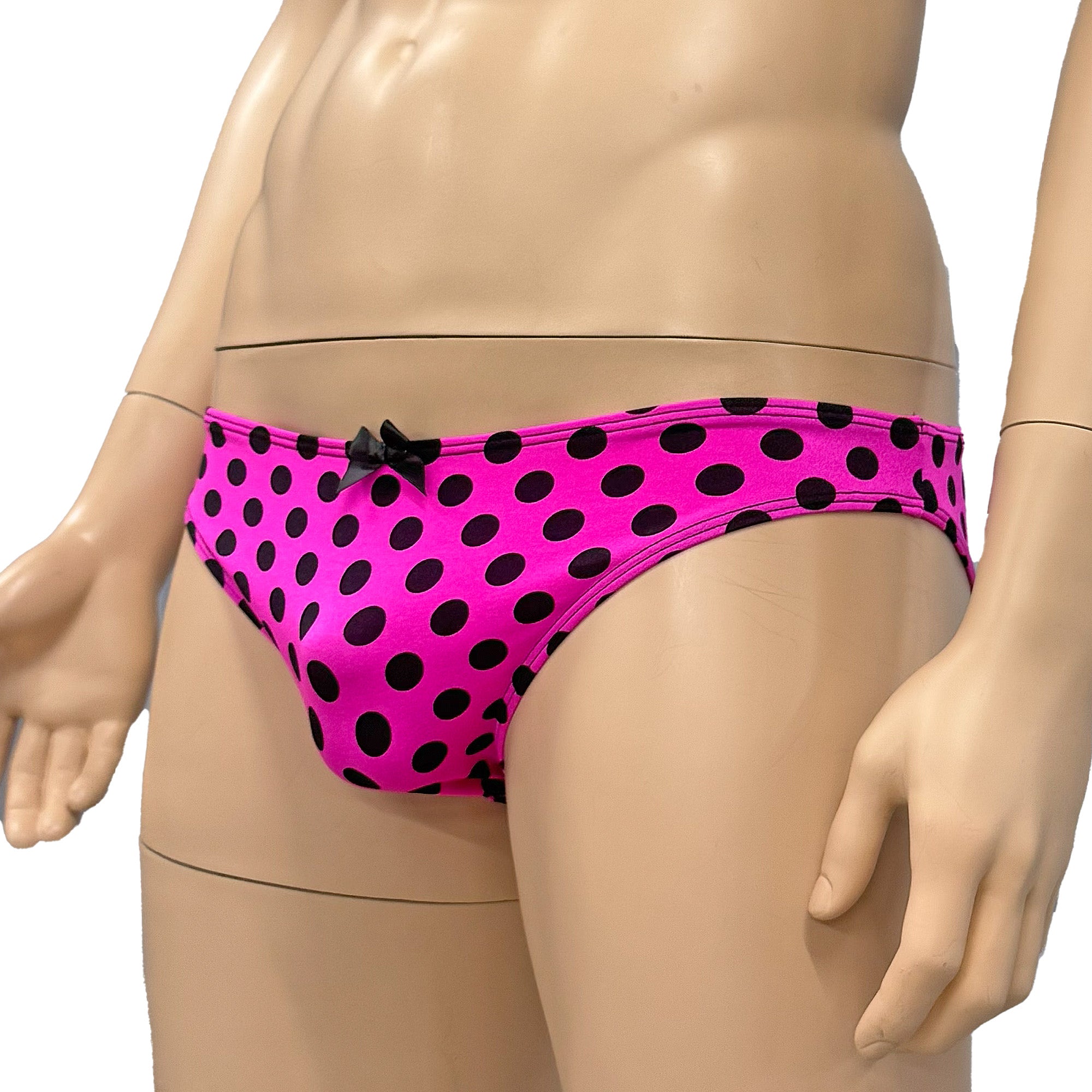 Mens Hot Pink Poka Dot Seamless Wide Front Bikini Brief