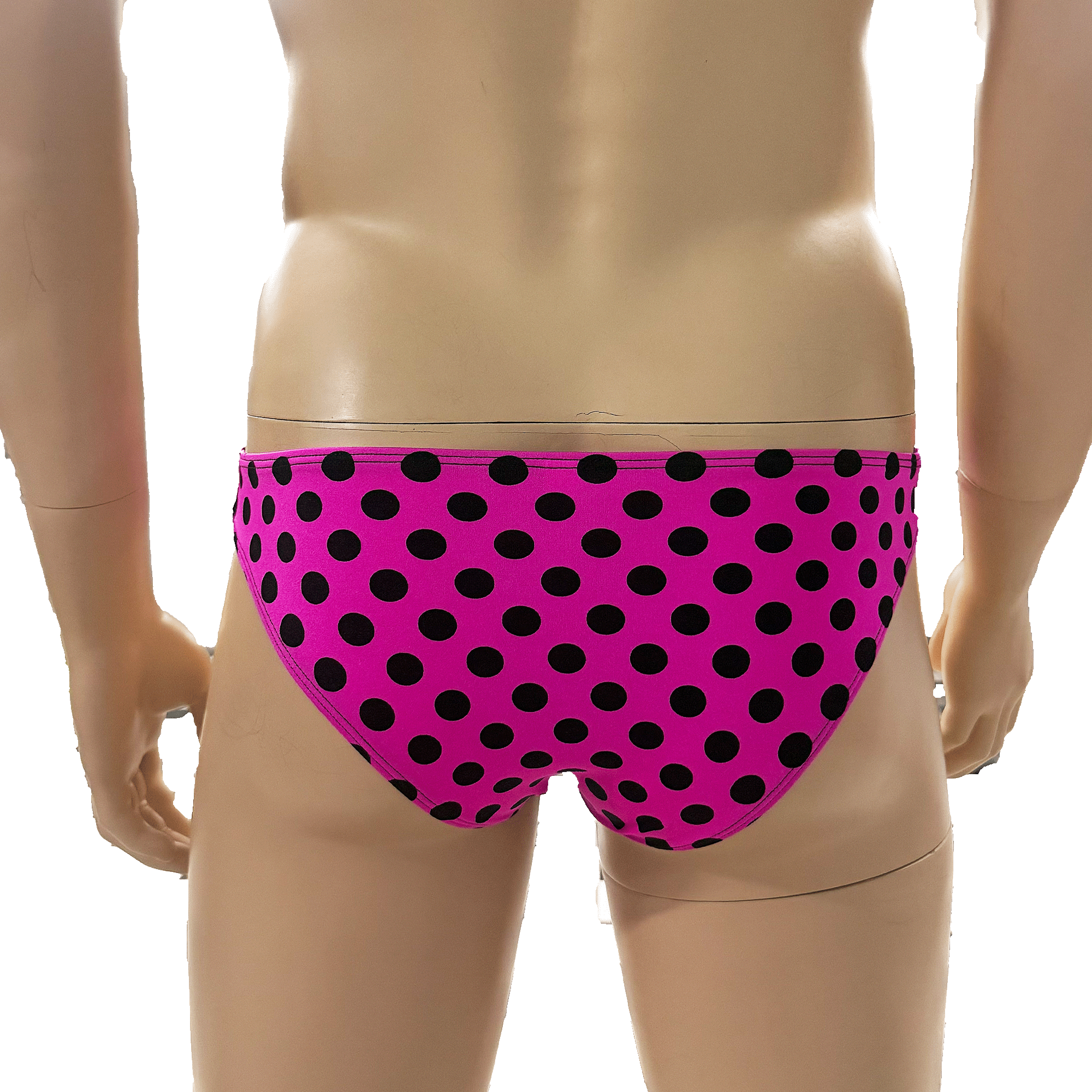 Mens Hot Pink Poka Dot Seamless Wide Front Bikini Brief