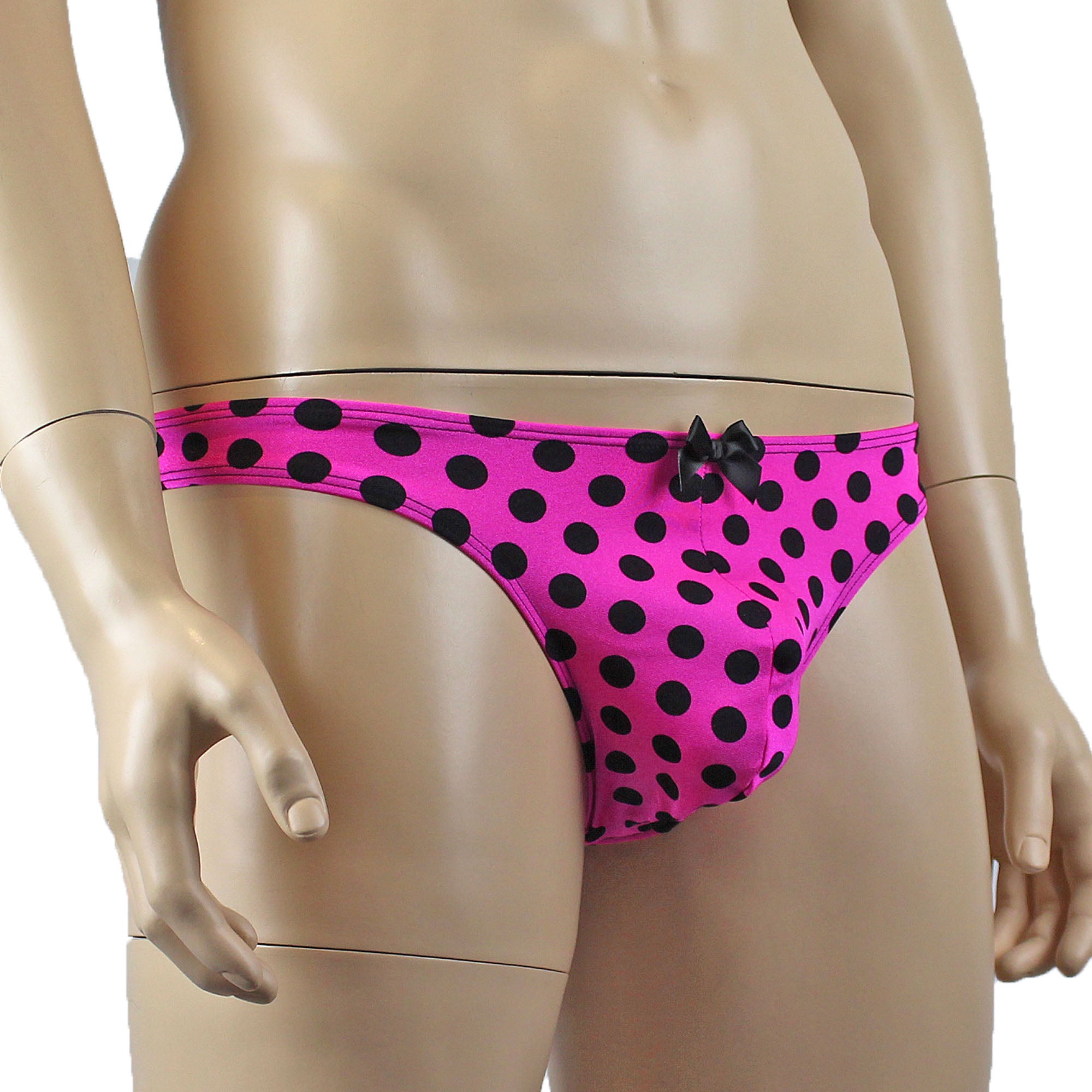 Mens Polka Dot Hot Pink Crop Top Bra & G string Thong