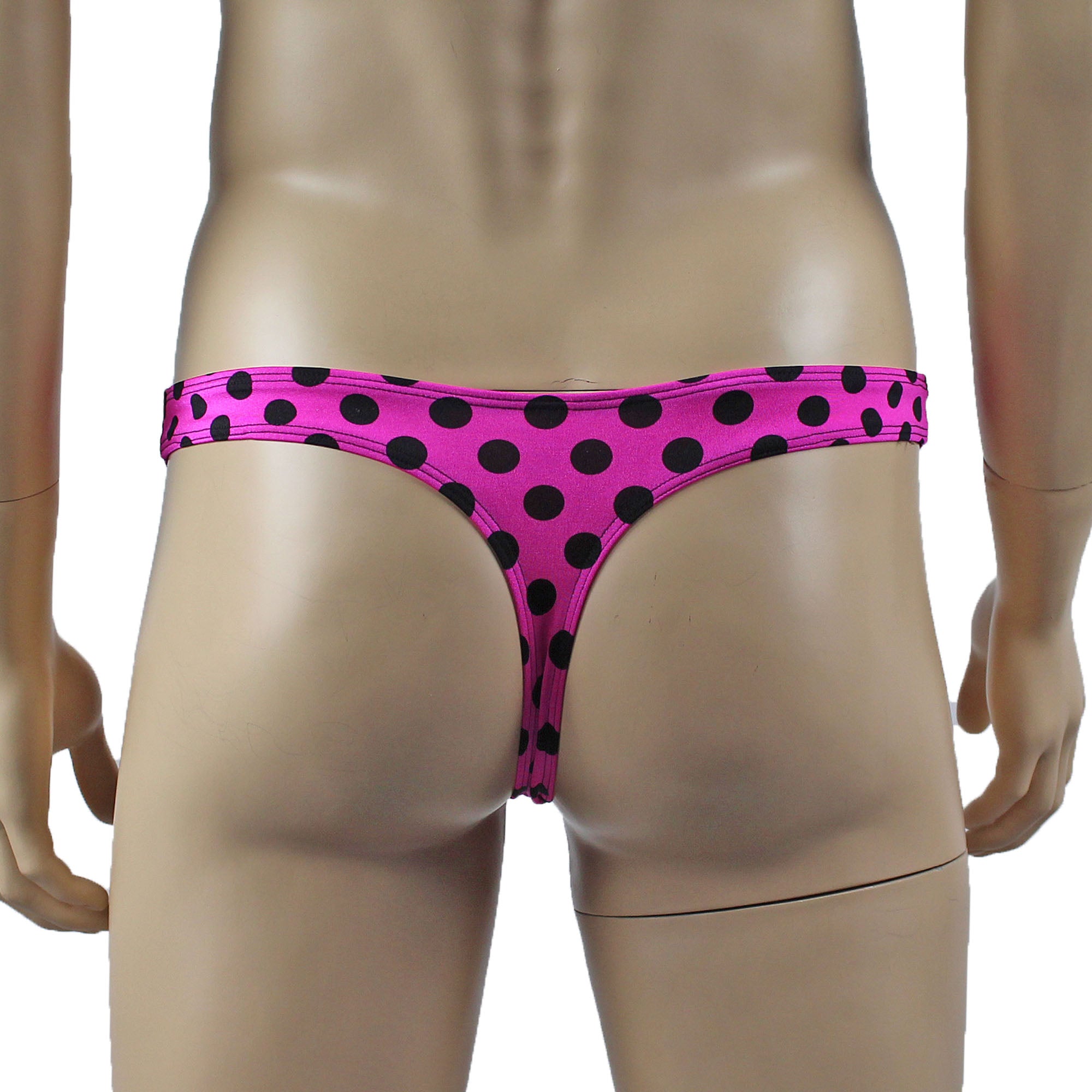 Mens Polka Dot Hot Pink Crop Top Bra & G string Thong