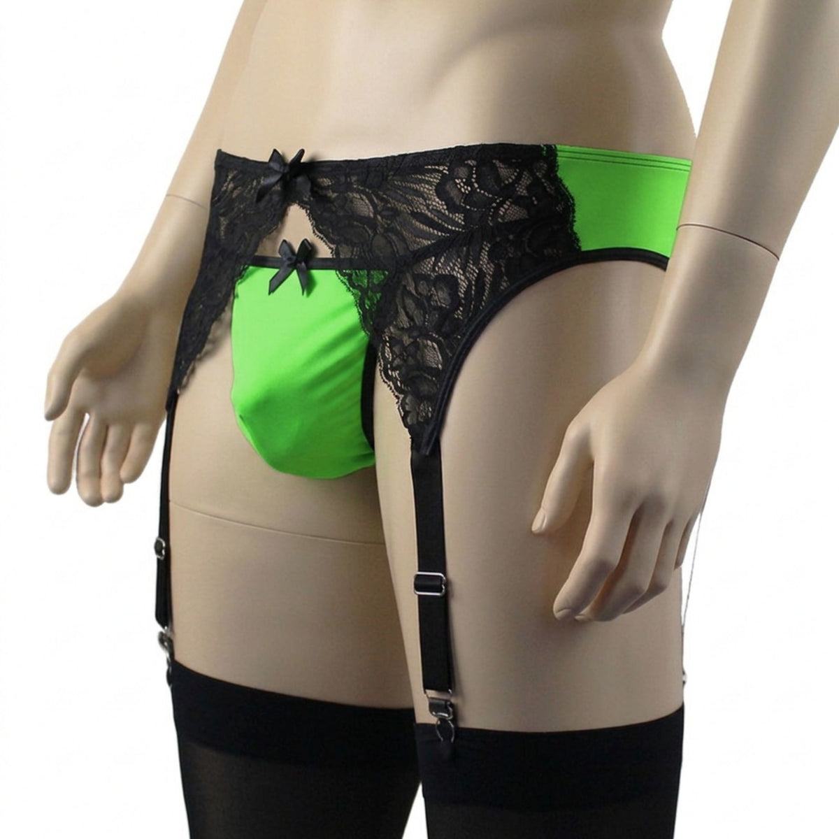 Mens Risque Garterbelt with Adjustable Garters (neon green plus other colours)