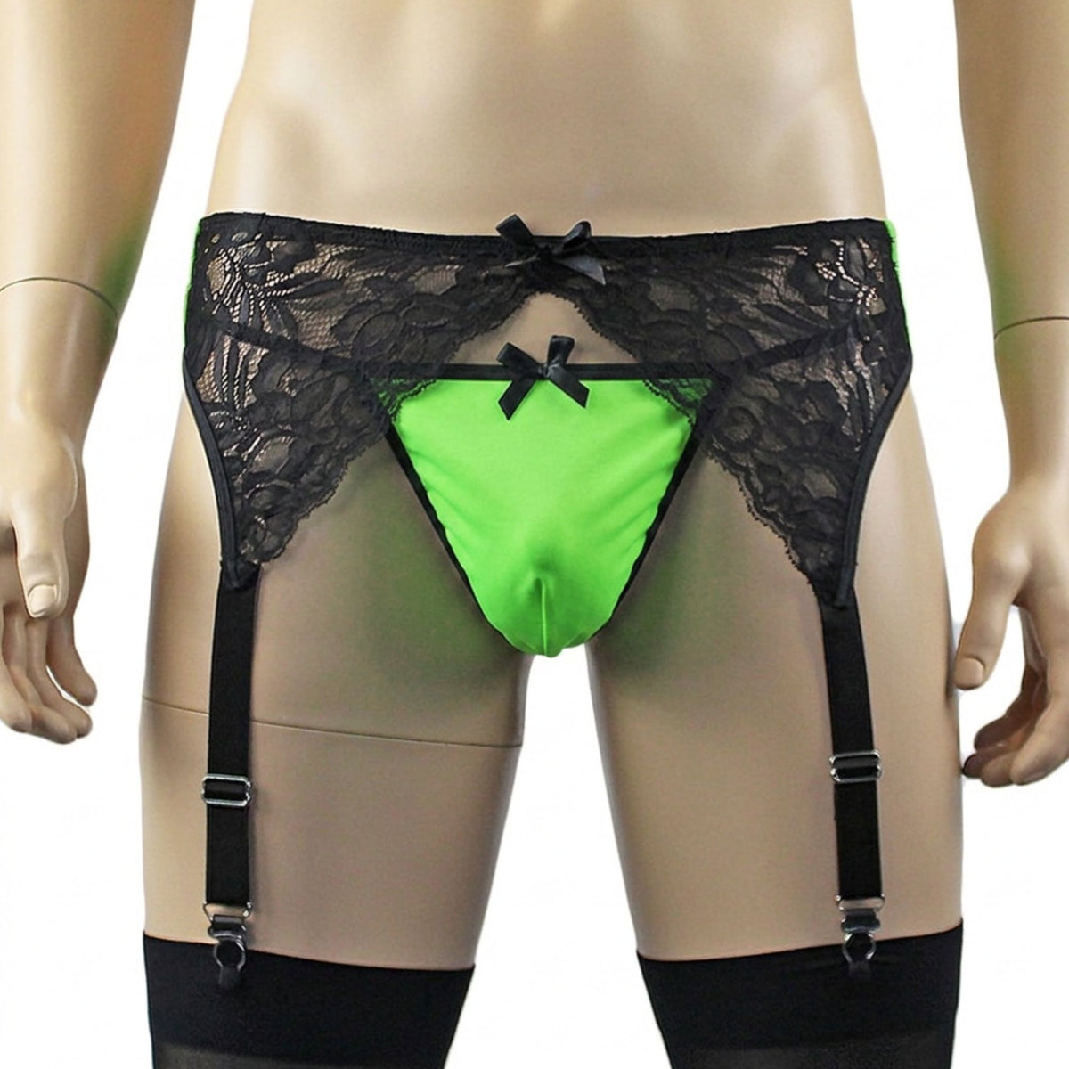 Mens Risque Garterbelt with Adjustable Garters (neon green plus other colours)
