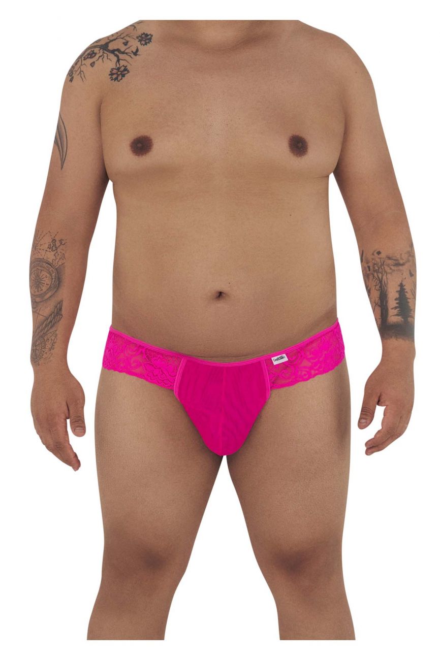 CandyMan 99392X Lace Thongs Hot Pink Plus Sizes