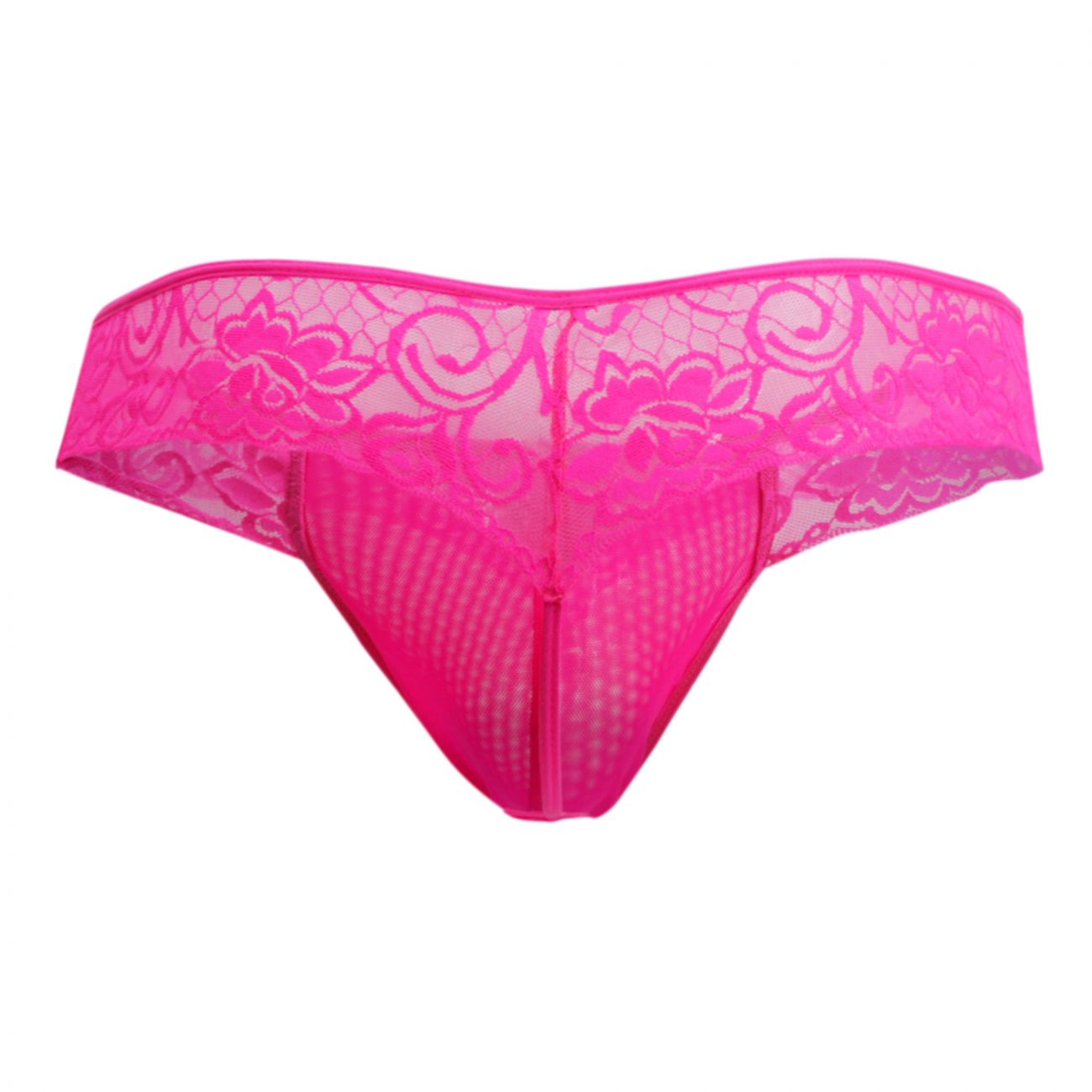 CandyMan 99392X Lace Thongs Hot Pink Plus Sizes