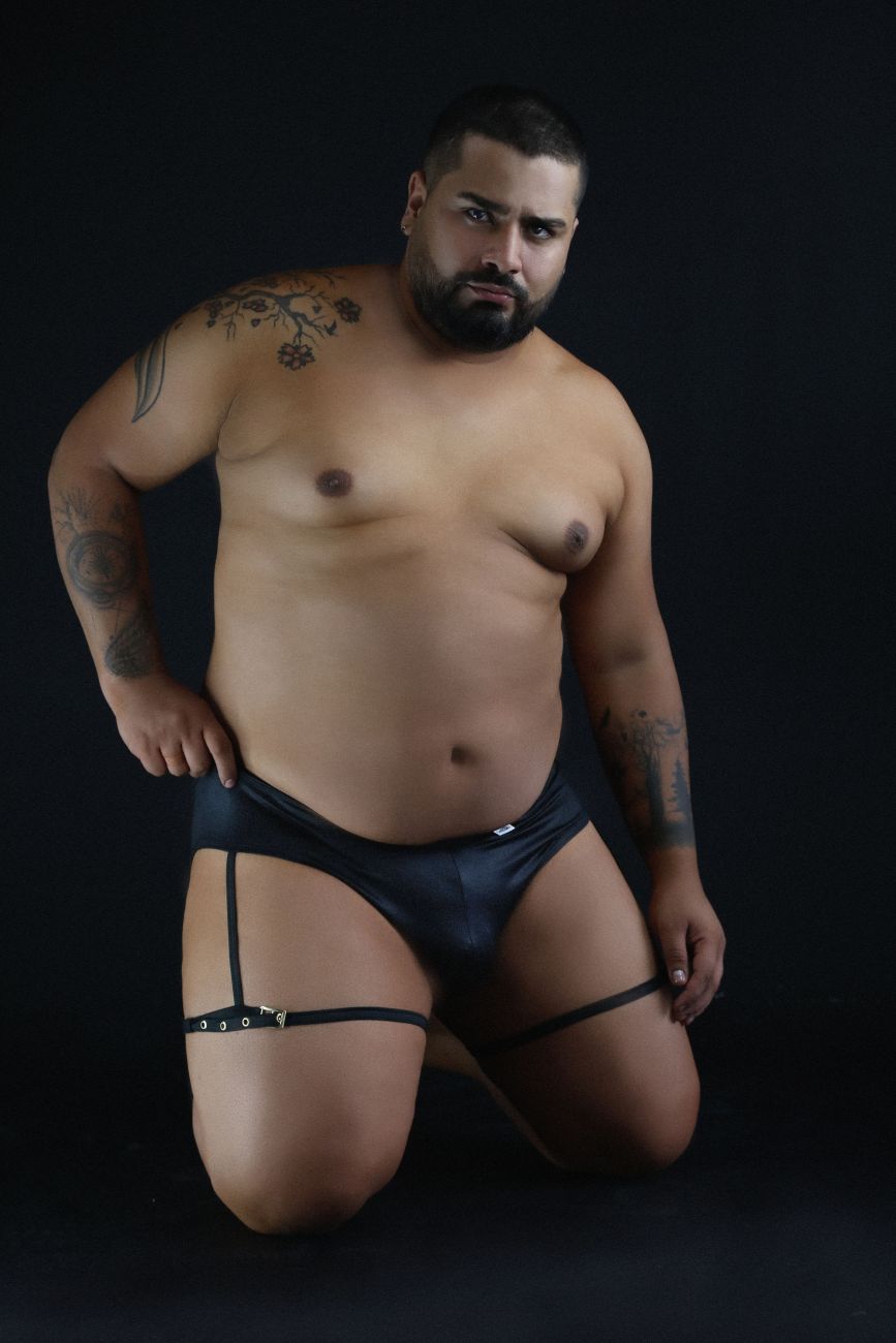 CandyMan 99468X Garter Briefs Black Plus Sizes