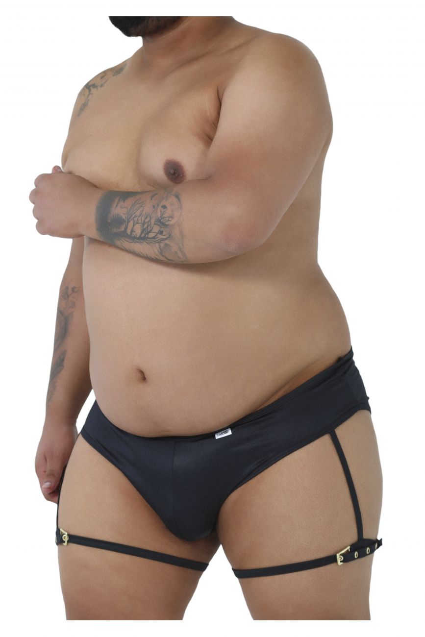 CandyMan 99468X Garter Briefs Black Plus Sizes
