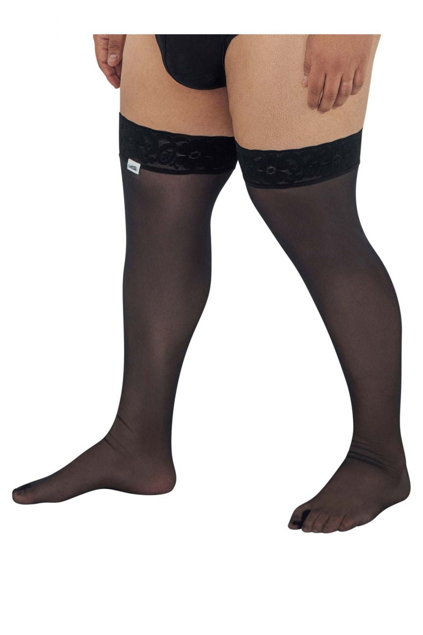 CandyMan 99533X Mesh Thigh Highs Black Plus Sizes