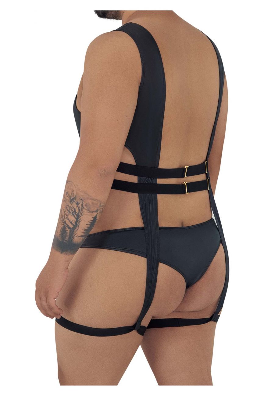 CandyMan 99541X Gladiator Bodysuit Black Plus Sizes
