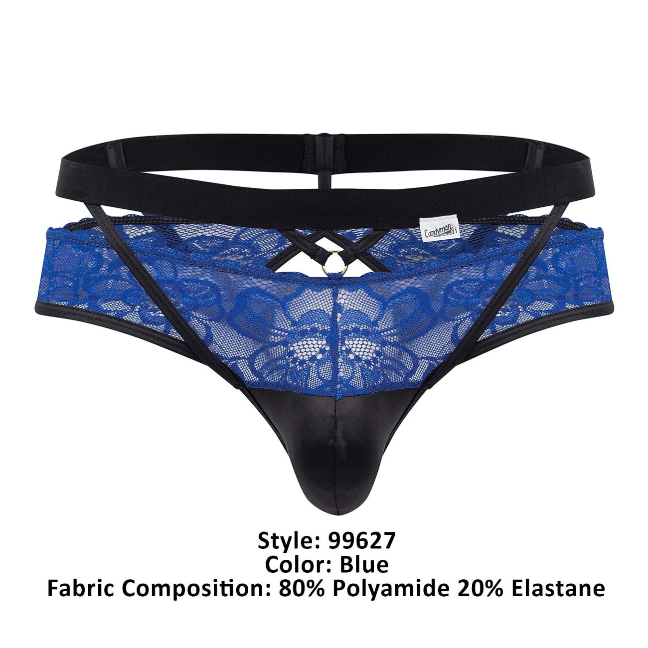 CandyMan 99627 Lace Jockstrap Blue